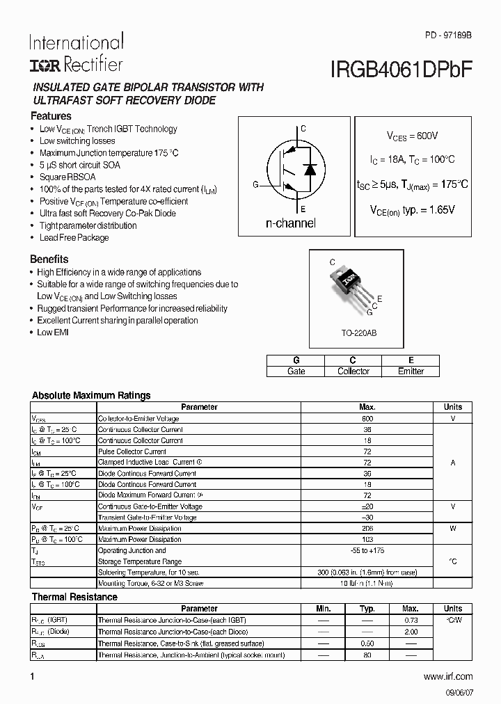 IRGB4061DPBF_4329822.PDF Datasheet