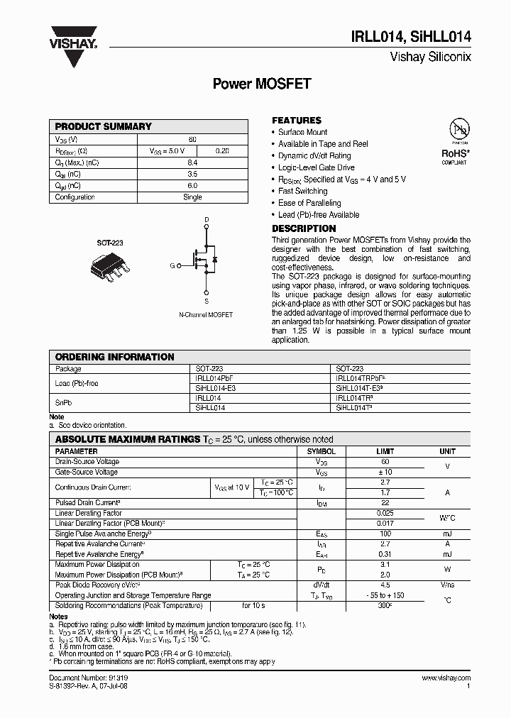 IRLL014TRPBFA_4270947.PDF Datasheet