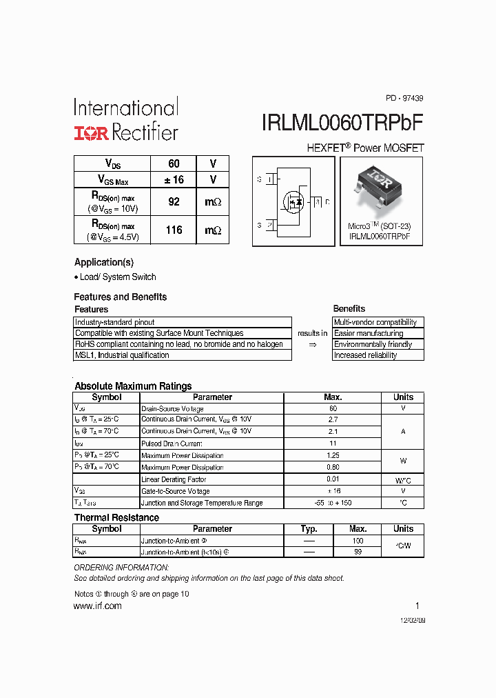 IRLML0060TRPBF_4876280.PDF Datasheet