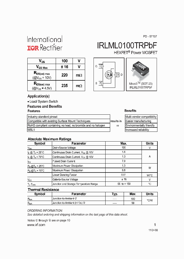 IRLML0100TRPBF_4876281.PDF Datasheet