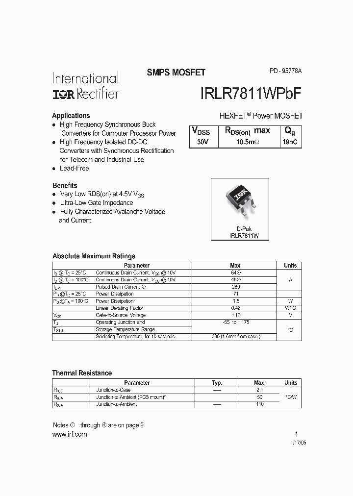 IRLR7811WPBF_4240397.PDF Datasheet
