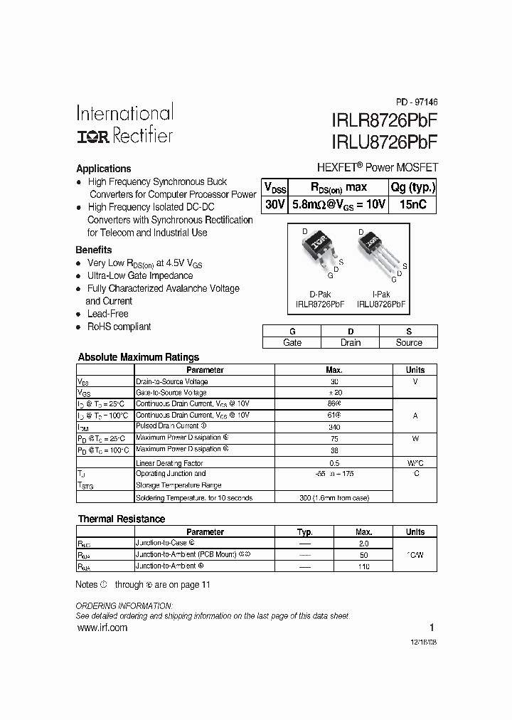 IRLR8726PBF_4532756.PDF Datasheet