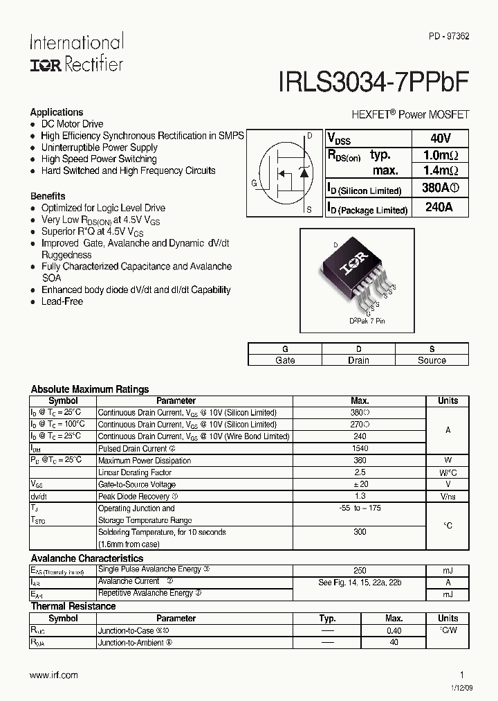 IRLS3034-7PPBF_4535512.PDF Datasheet