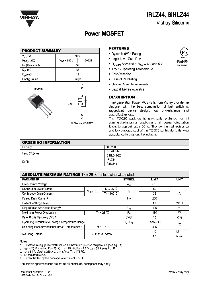 IRLZ44_4266410.PDF Datasheet