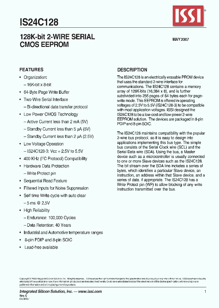IS24C128-3PLI_4515741.PDF Datasheet
