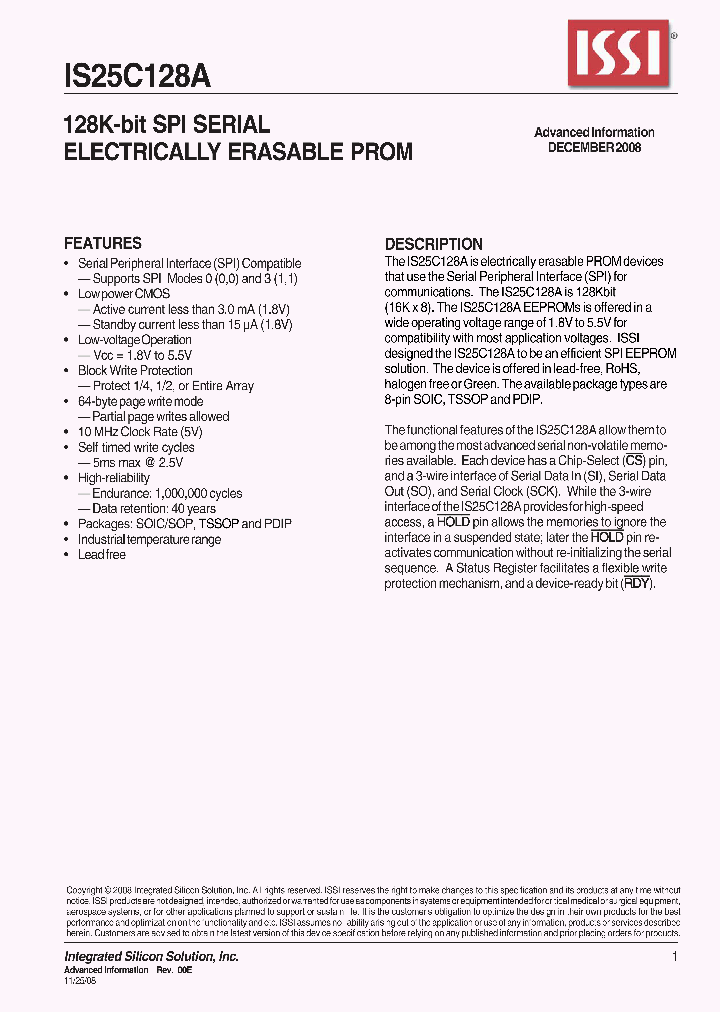 IS25C128A-2GLI_4841695.PDF Datasheet