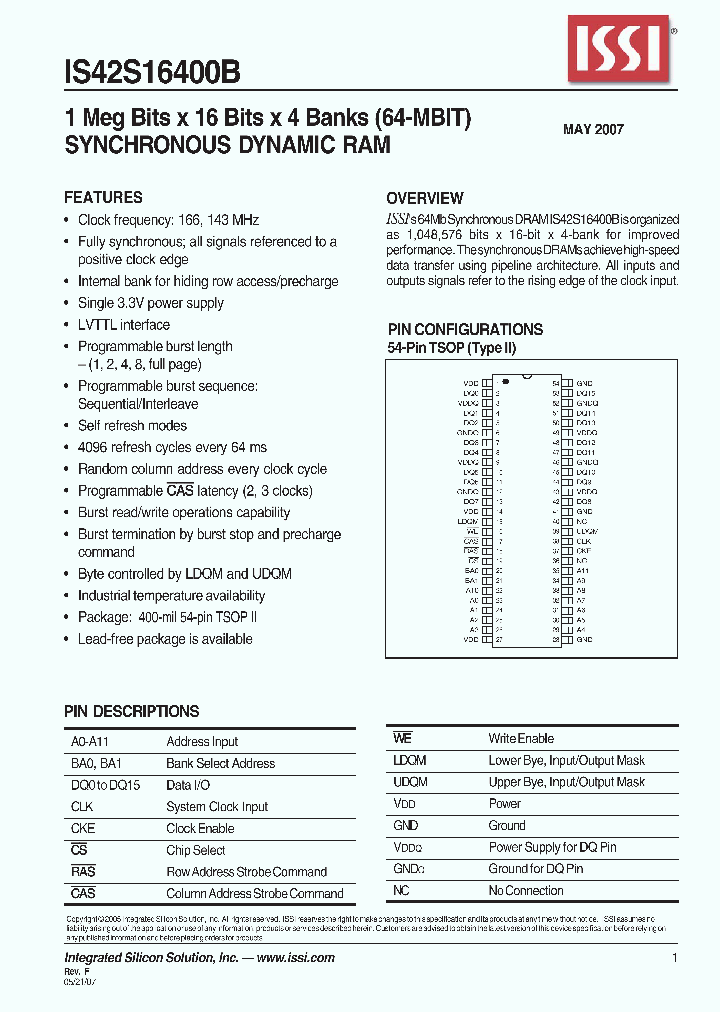 IS42S16400B-7T_4324110.PDF Datasheet