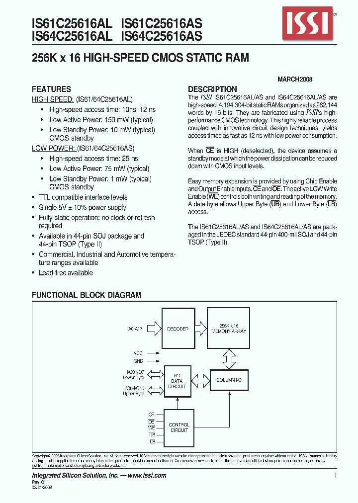 IS61C25616AL_4565749.PDF Datasheet