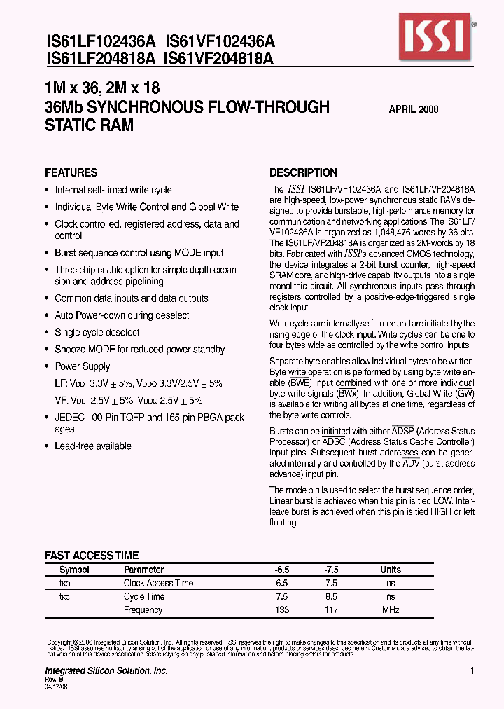 IS61LF102436A_4532191.PDF Datasheet