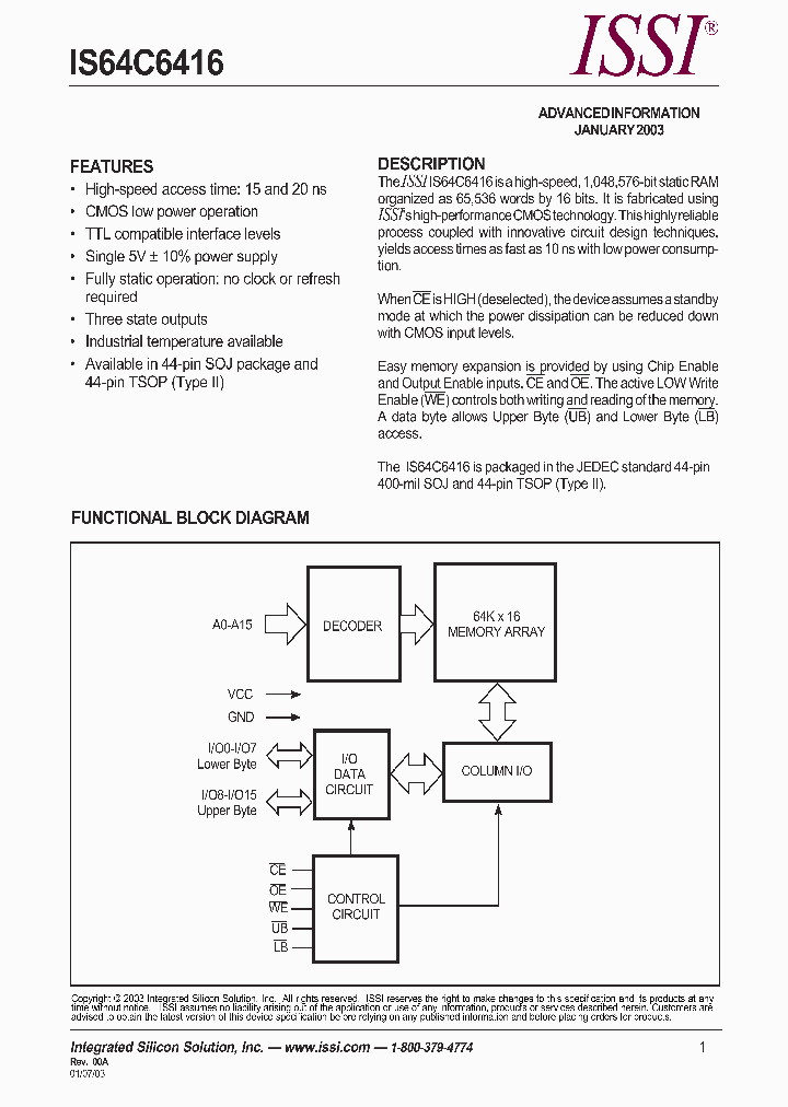 IS64C6416-15KA1_4196914.PDF Datasheet
