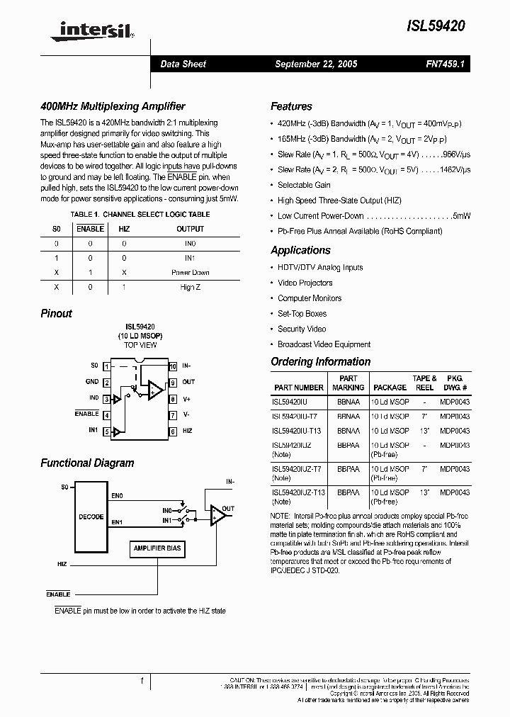 ISL59420IU_4195858.PDF Datasheet