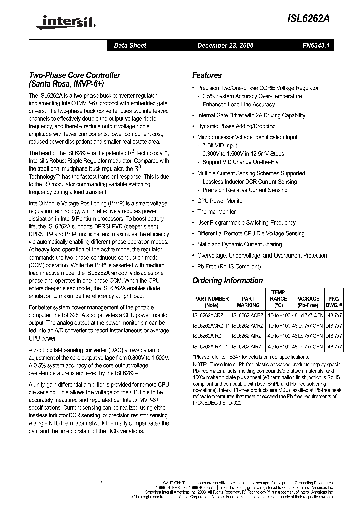 ISL6262ACRZ_4860369.PDF Datasheet