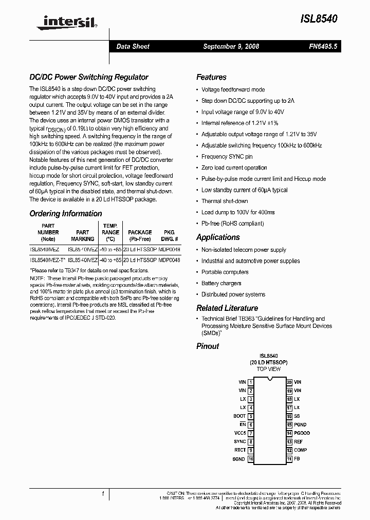 ISL8540IVEZ_4872157.PDF Datasheet