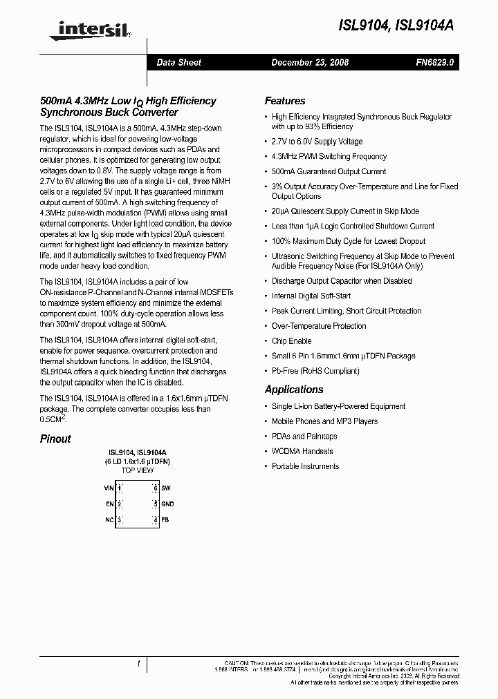 ISL9104IRUNZ-T_4267630.PDF Datasheet