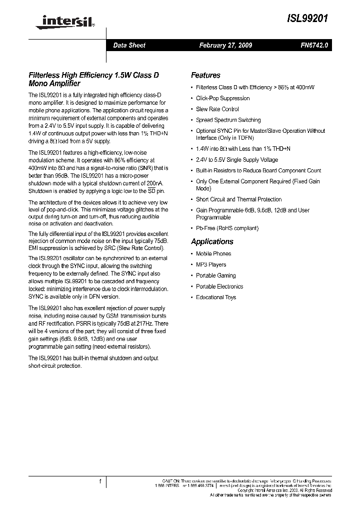 ISL99201IICZ-T_4461624.PDF Datasheet