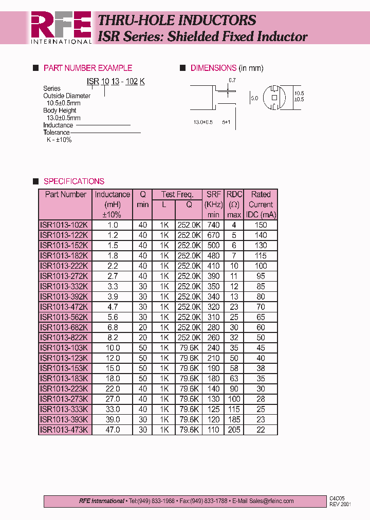 ISR1013-562K_4584051.PDF Datasheet