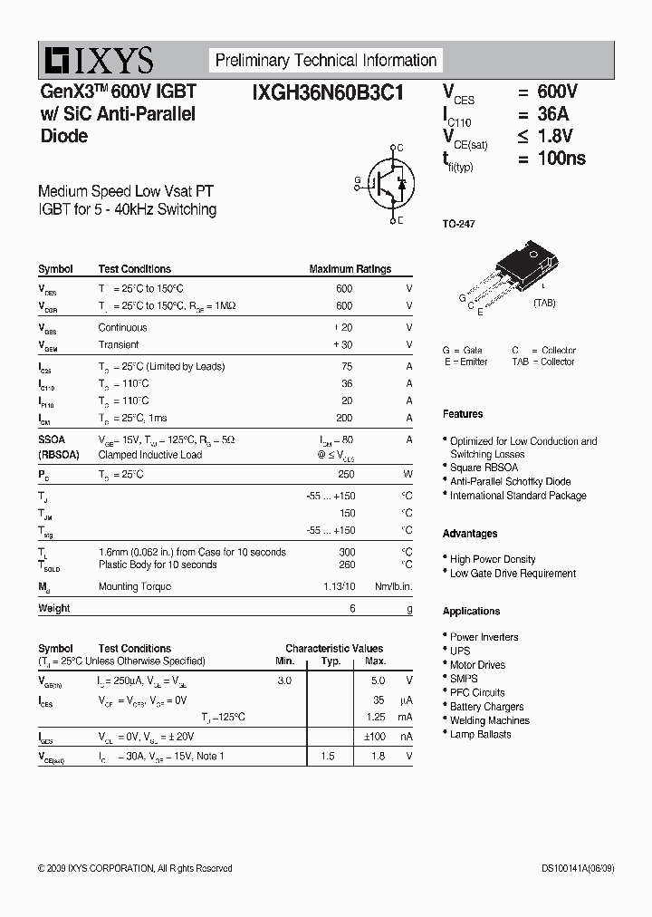 IXGH36N60B3C1_4586961.PDF Datasheet