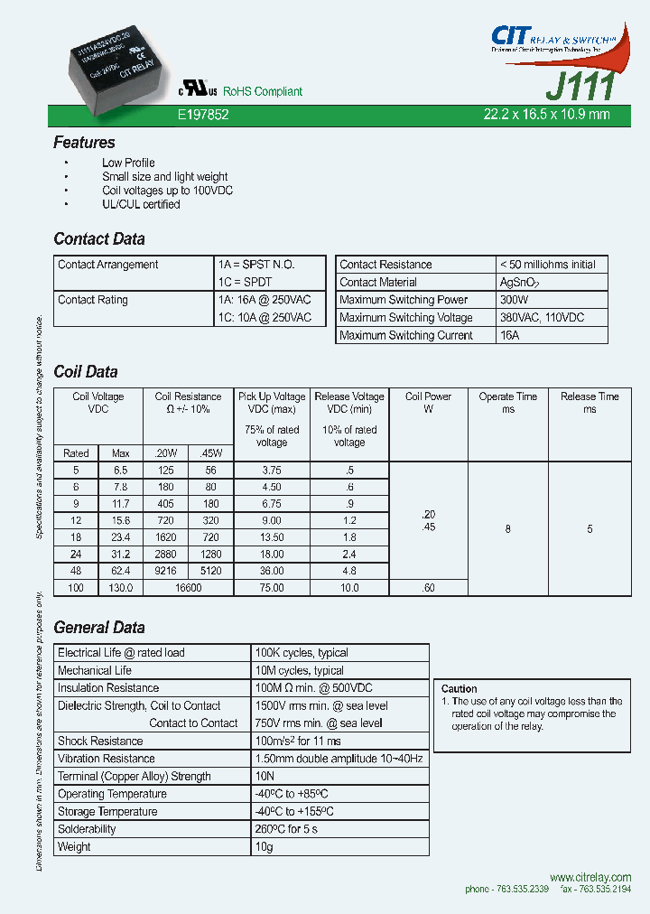 J1111AS12VDC_4612062.PDF Datasheet