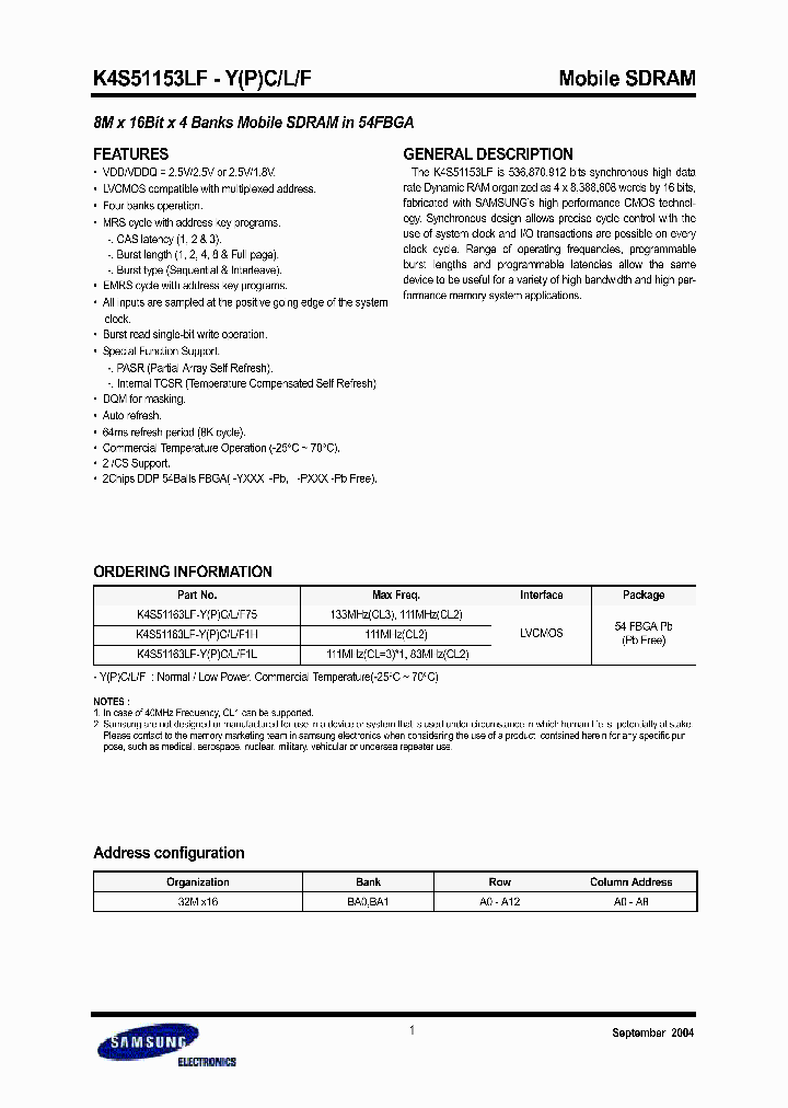 K4S51153LF_4582308.PDF Datasheet