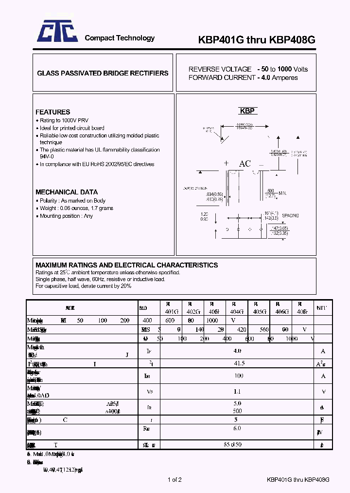KBP401G_4575748.PDF Datasheet
