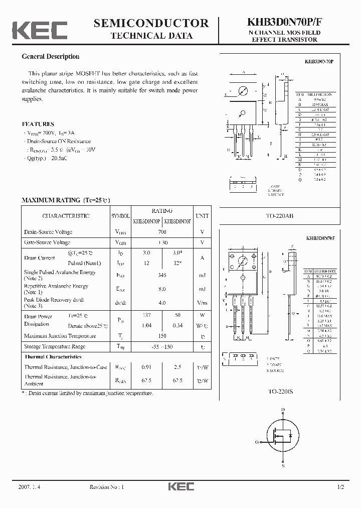 KHB3D0N70F_4322431.PDF Datasheet