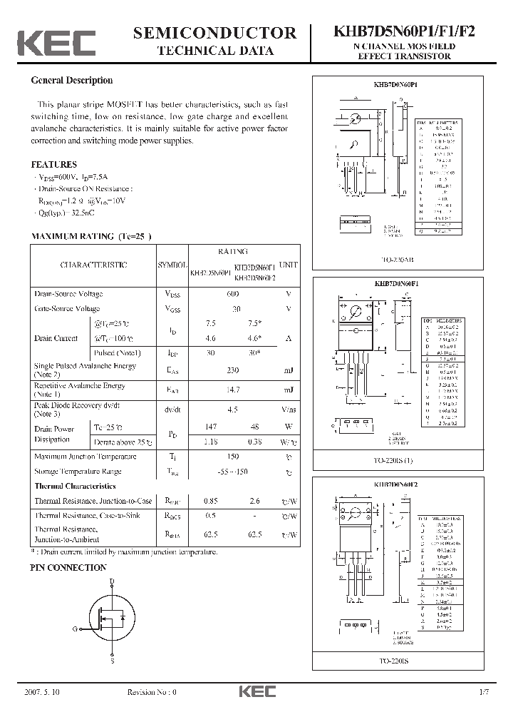 KHB7D5N60F1_4546639.PDF Datasheet
