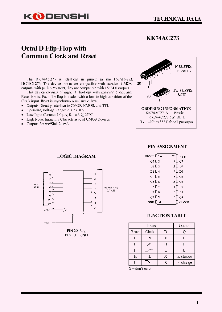KK74AC273_4216278.PDF Datasheet