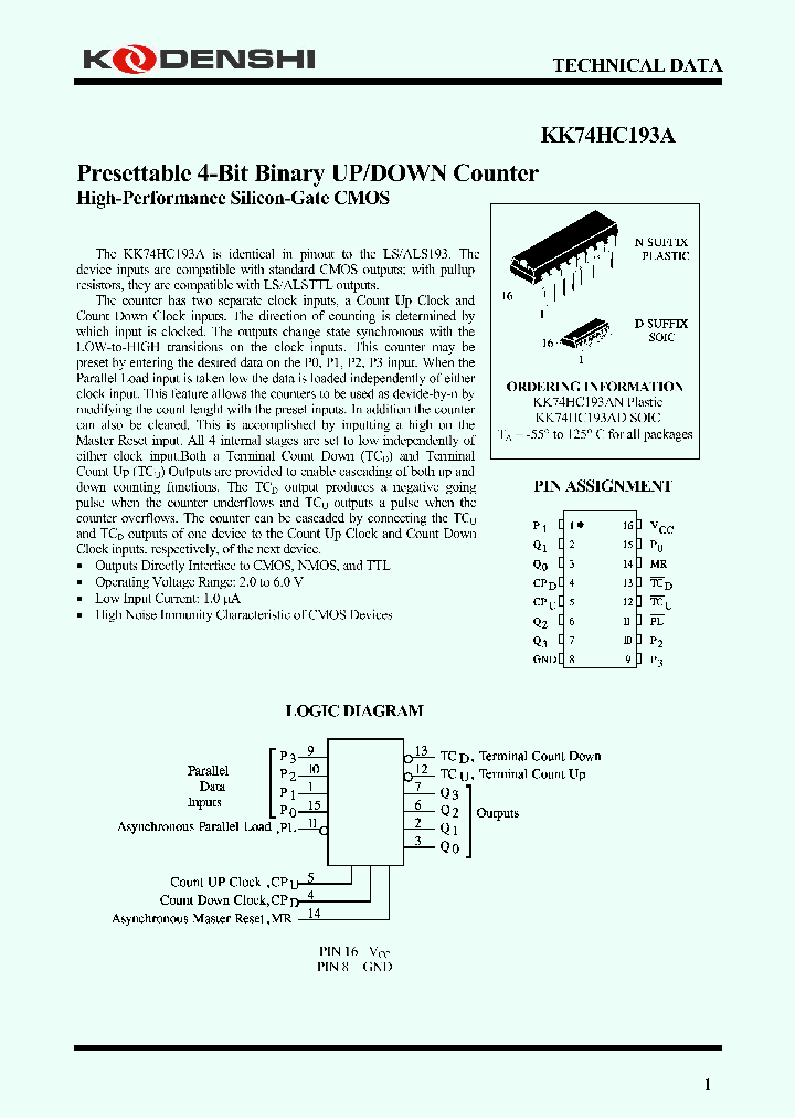 KK74HC193A_4409368.PDF Datasheet