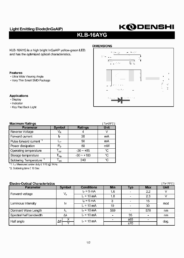 KLB-16AYG_4807021.PDF Datasheet