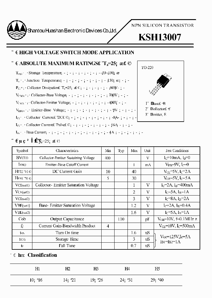 KSH13007_4635490.PDF Datasheet