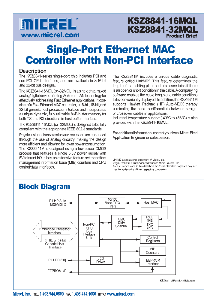 KSZ8841-16MQL_4207594.PDF Datasheet