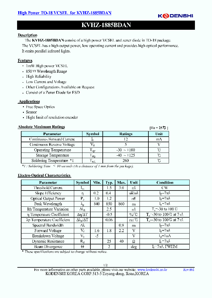 KVHZ-1885BDAN_4684468.PDF Datasheet