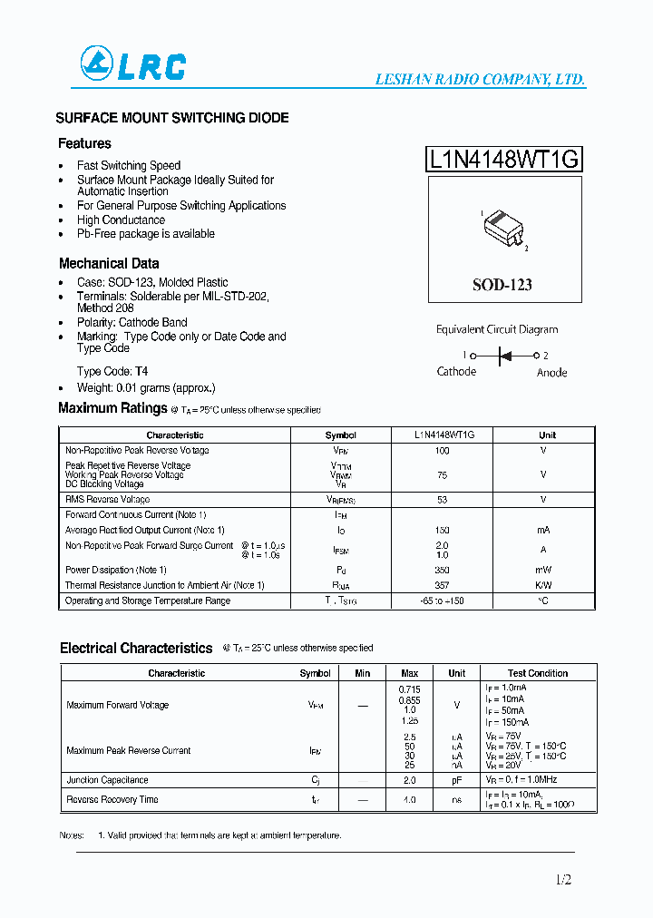 L1N4148WT1G_4421185.PDF Datasheet