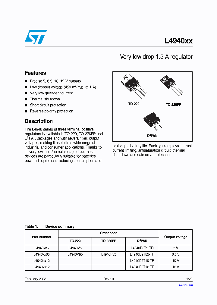 L4940D2T85-TR_4223956.PDF Datasheet