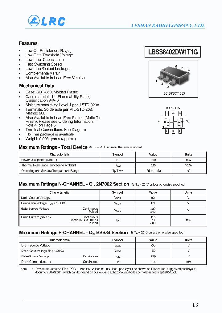 LBSS8402DW1T1G_4432467.PDF Datasheet
