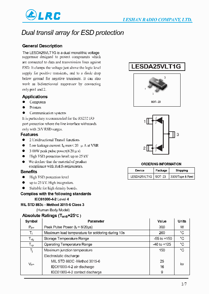 LESDA25VLT1G_4425028.PDF Datasheet