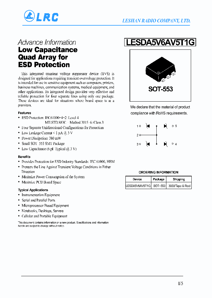 LESDA5V6AV5T1G_4425029.PDF Datasheet