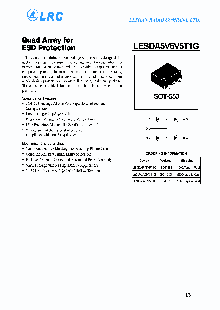 LESDA5V6V5T1G_4425030.PDF Datasheet