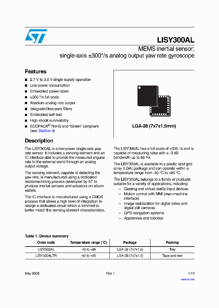 LISY300AL_4574773.PDF Datasheet