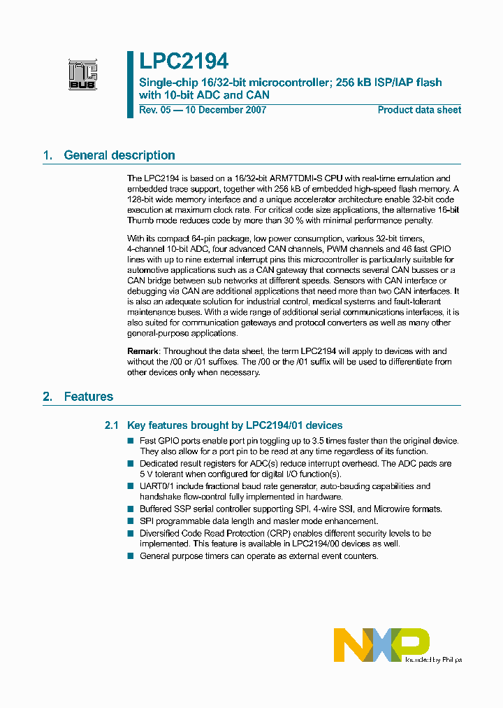 LPC2194HBD64_4671248.PDF Datasheet