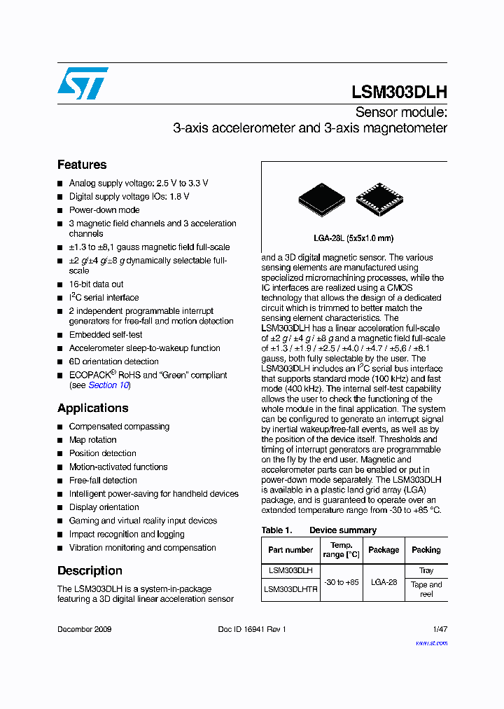 LSM303DLH_4888211.PDF Datasheet