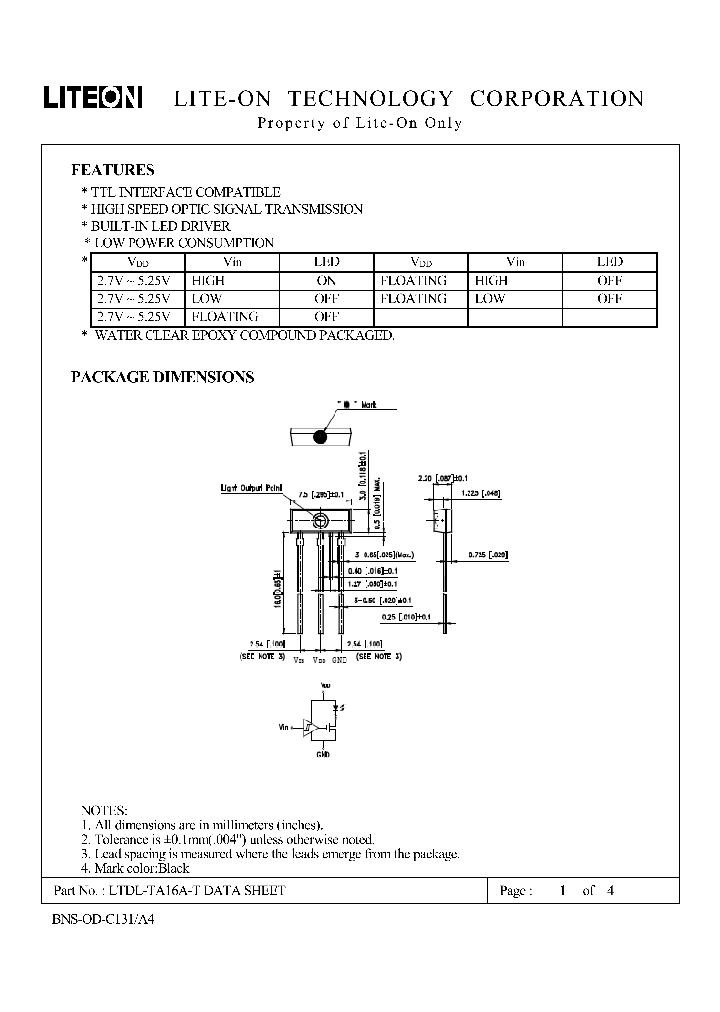 LTDL-TA16A-T_4600587.PDF Datasheet