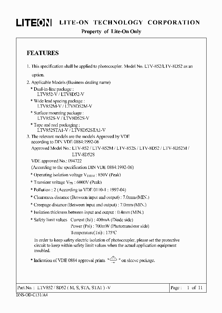 LTV852M-V_4542926.PDF Datasheet