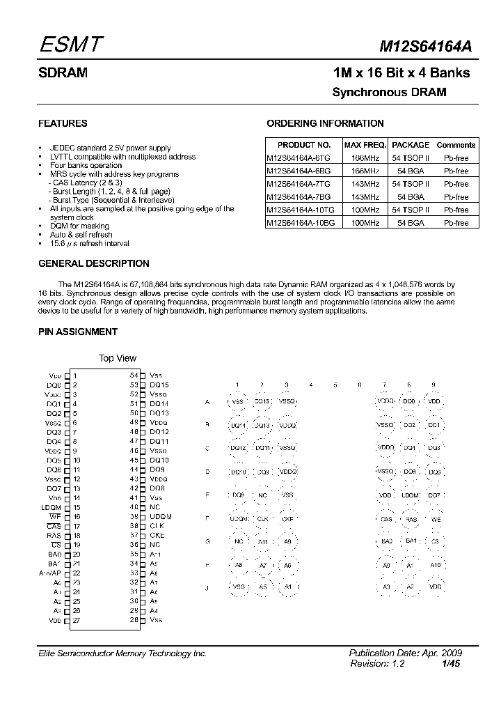 M12S64164A-10BG_4630618.PDF Datasheet