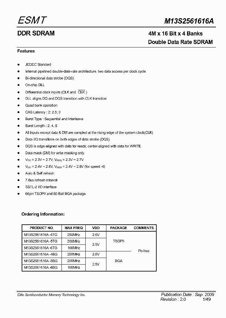 M13S2561616A09_4893110.PDF Datasheet