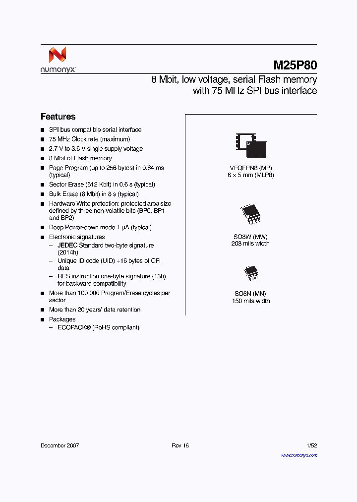 M25P80-VMW3P_4689978.PDF Datasheet