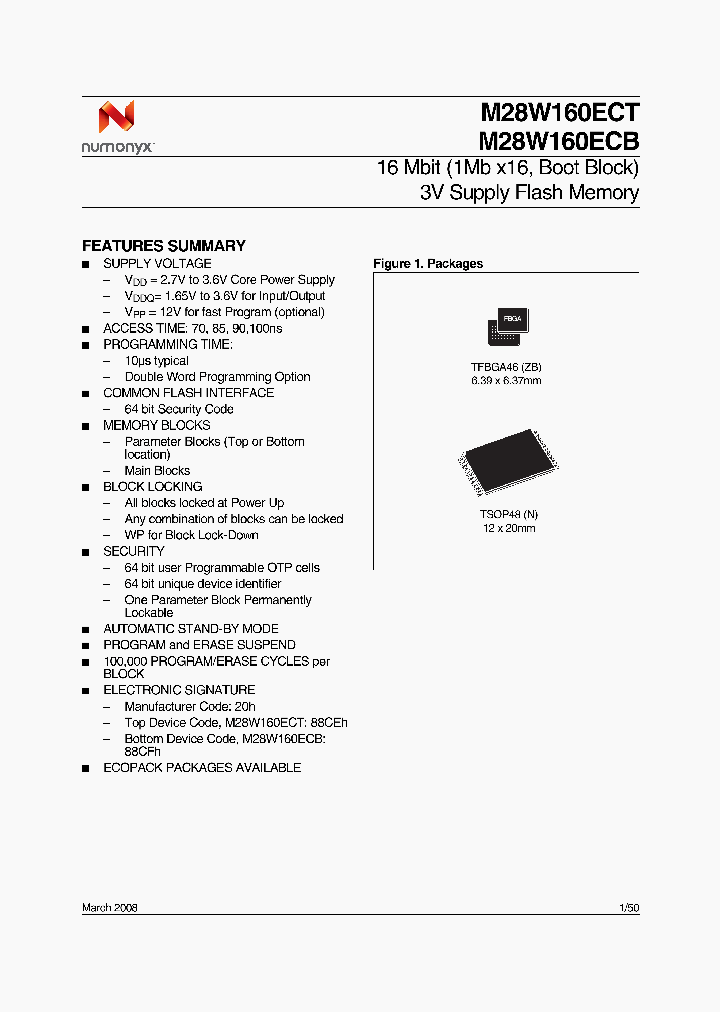 M28W160ECB85ZB1_4801239.PDF Datasheet