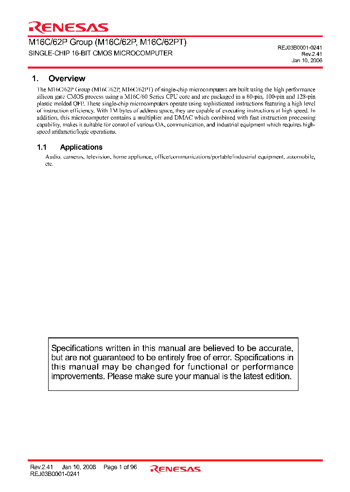 M3062AMCV-XXXFP_4235585.PDF Datasheet