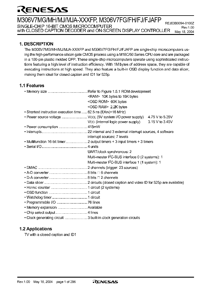 M306V7FJAFP_4254544.PDF Datasheet