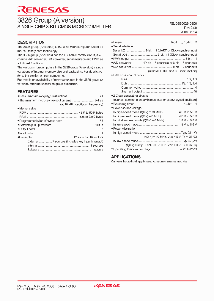 M38261MCAXXXFP_4235781.PDF Datasheet